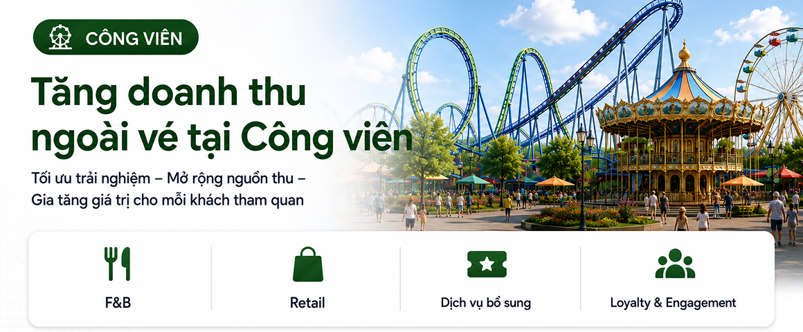 Hệ sinh thái giải pháp RX giúp công viên khai thác doanh thu ngoài vé